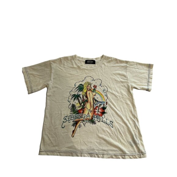 Ed Hardy x Siberia Hills T-Shirt in Cream - Picture 1 of 3